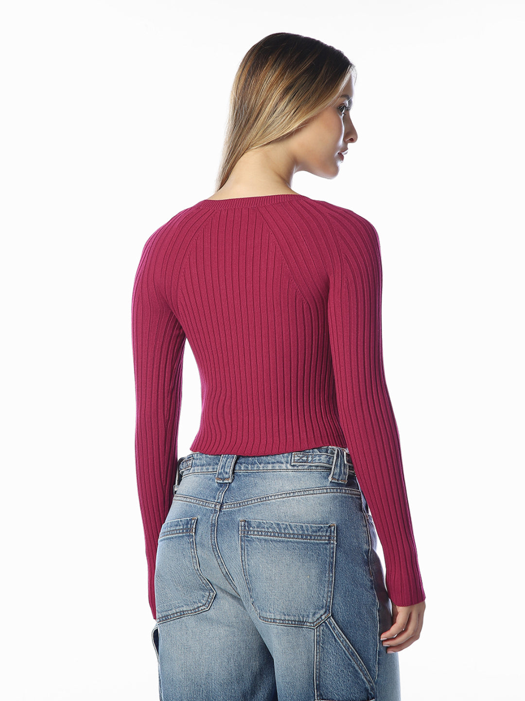 Maroon Cropped O-Neck Pullover