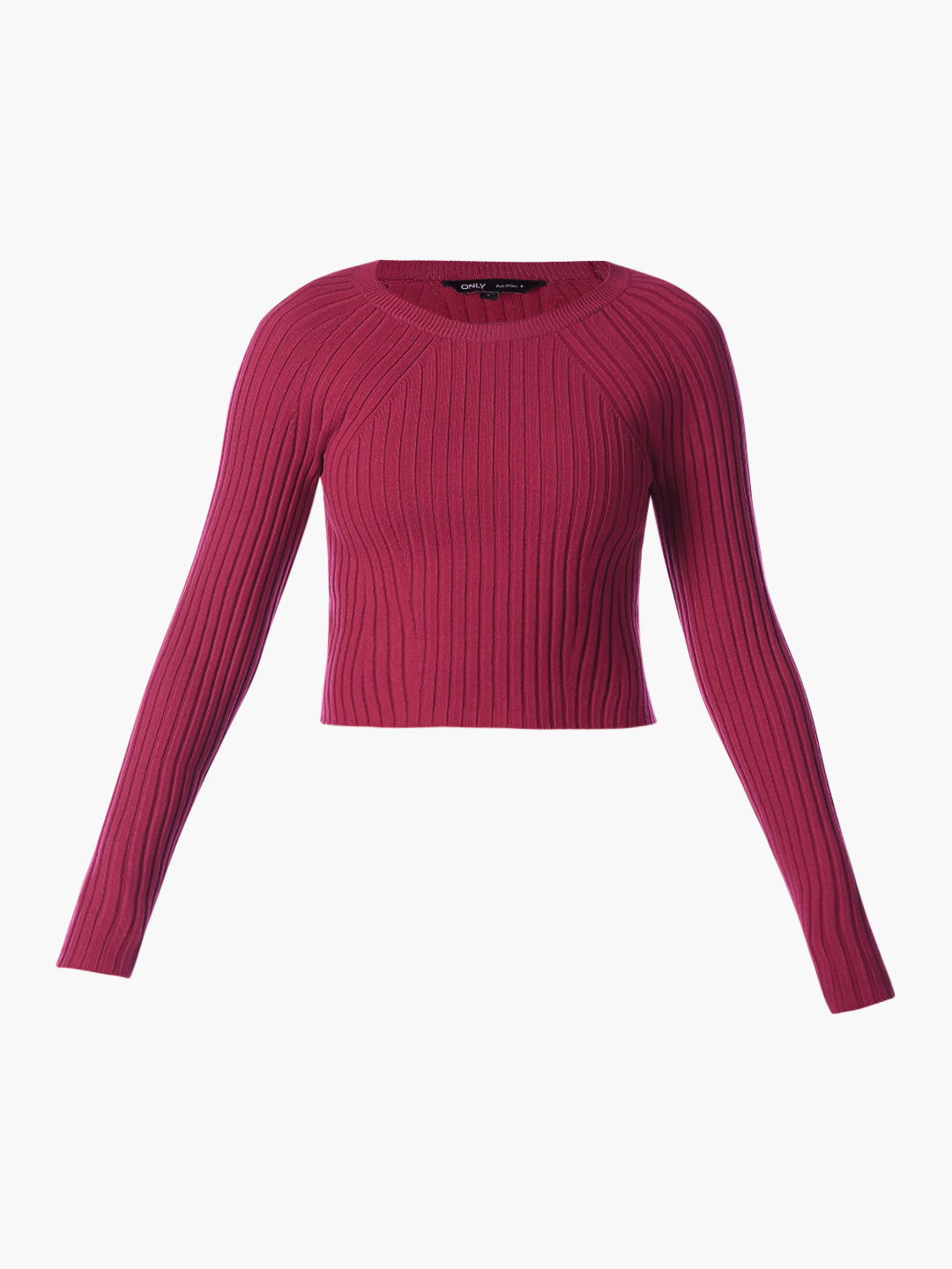 Maroon Cropped O-Neck Pullover
