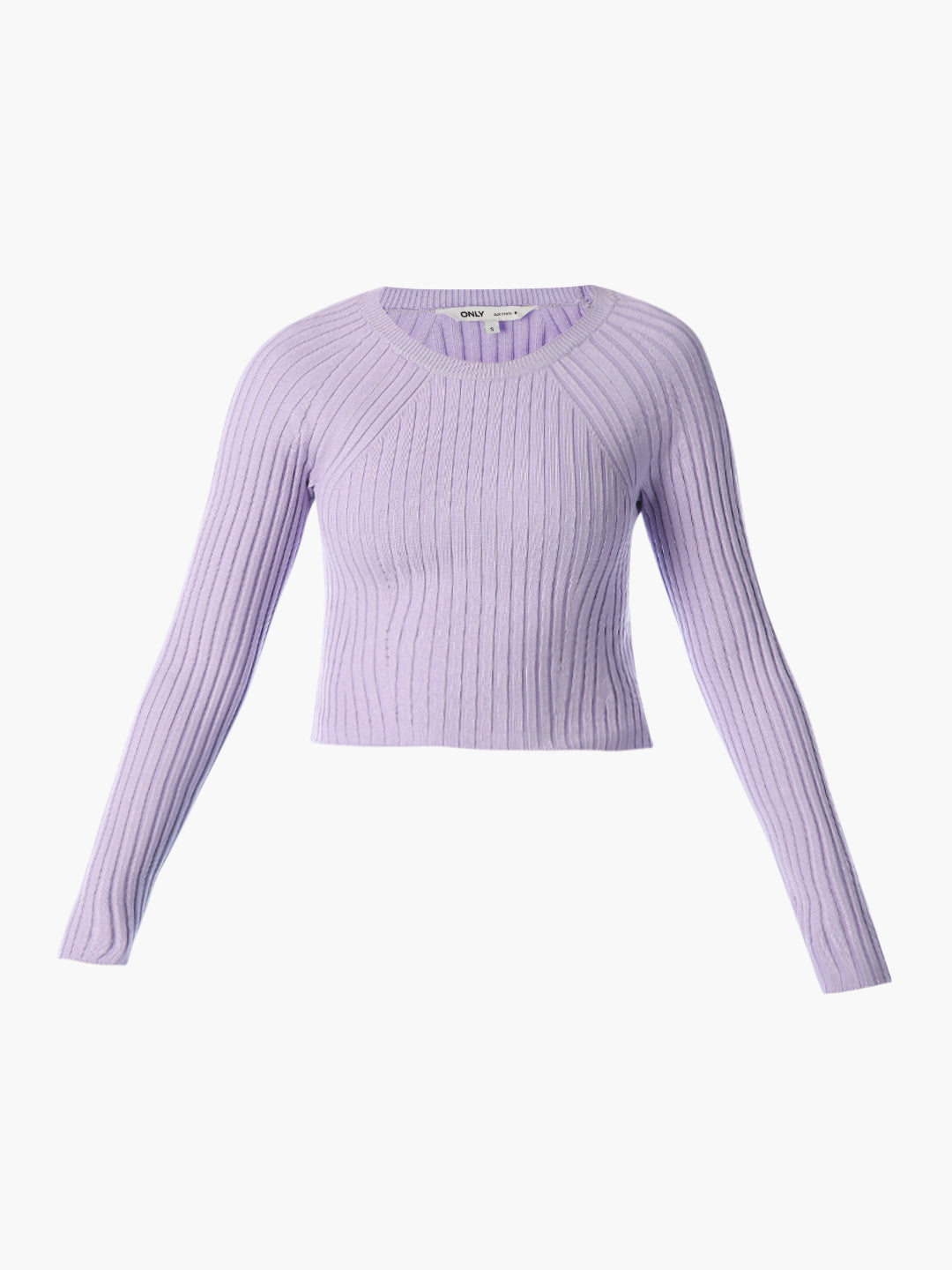 Purple Cropped O-Neck Pullover