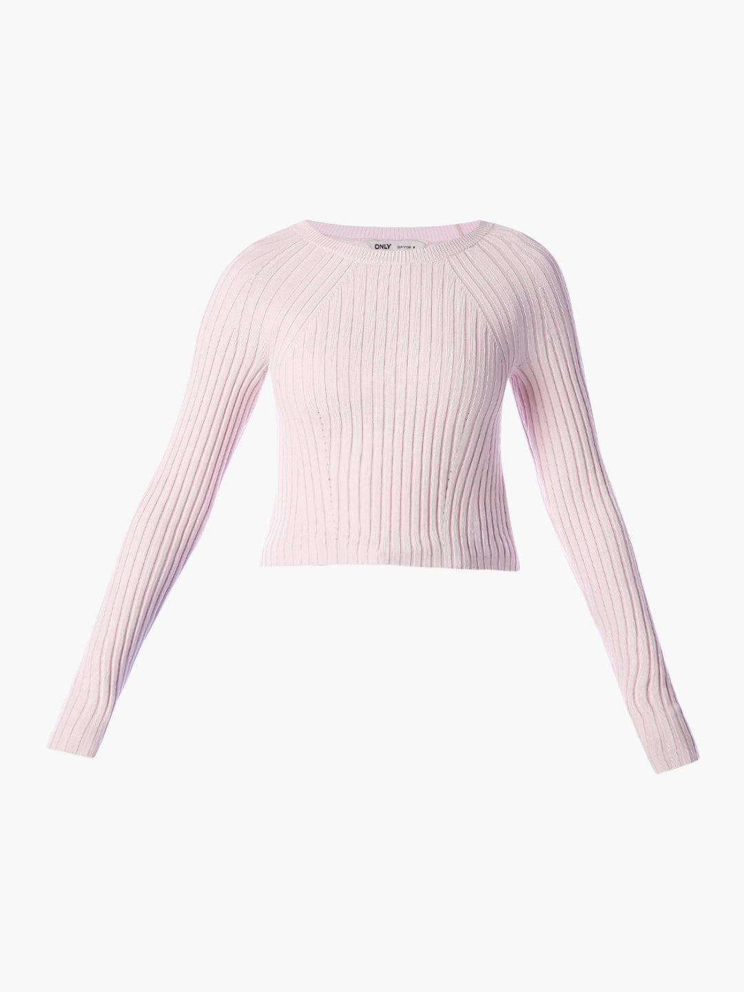 Light Pink Cropped O-Neck Pullover