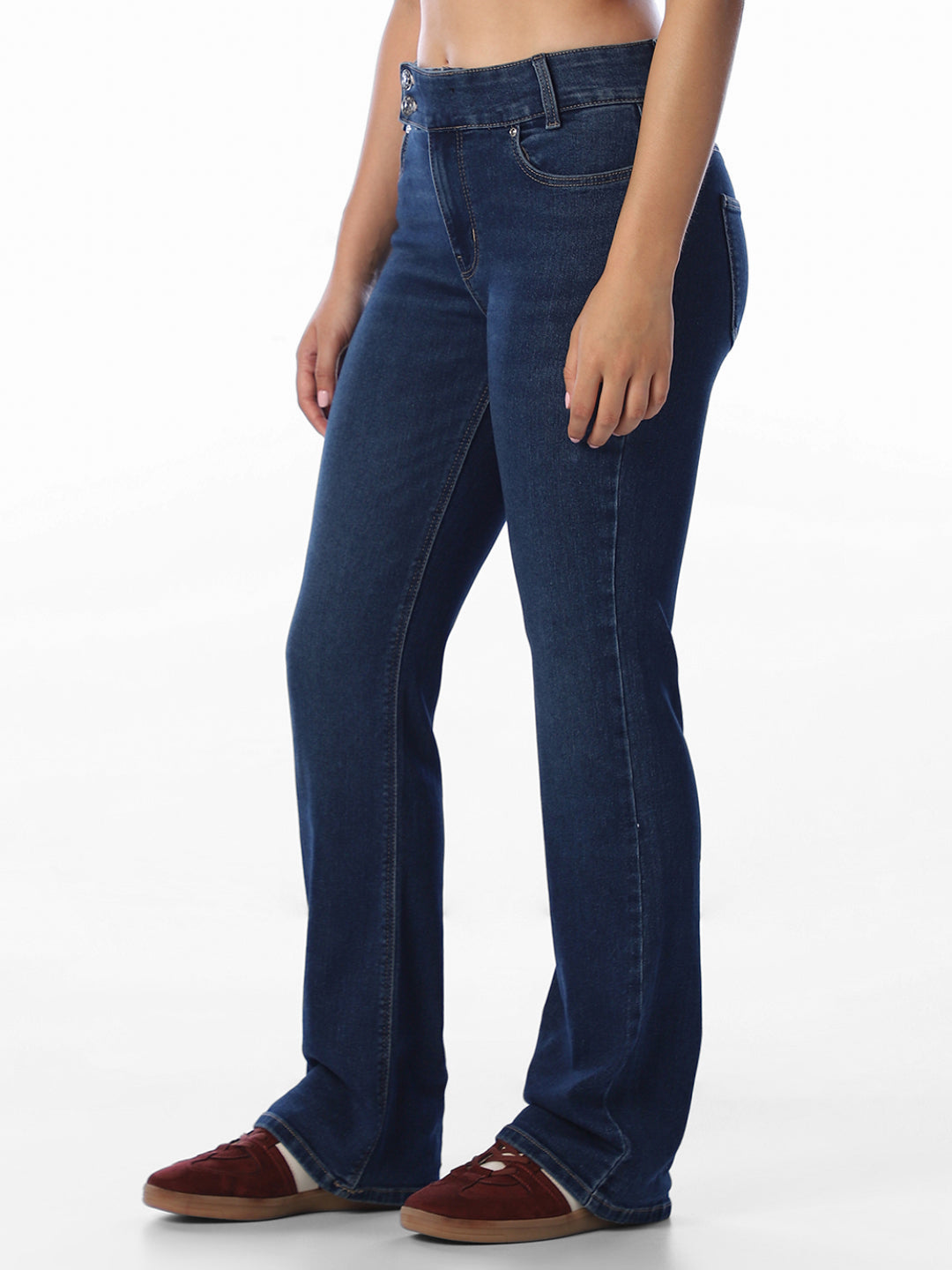Dark Blue High Rise Flared Jeans