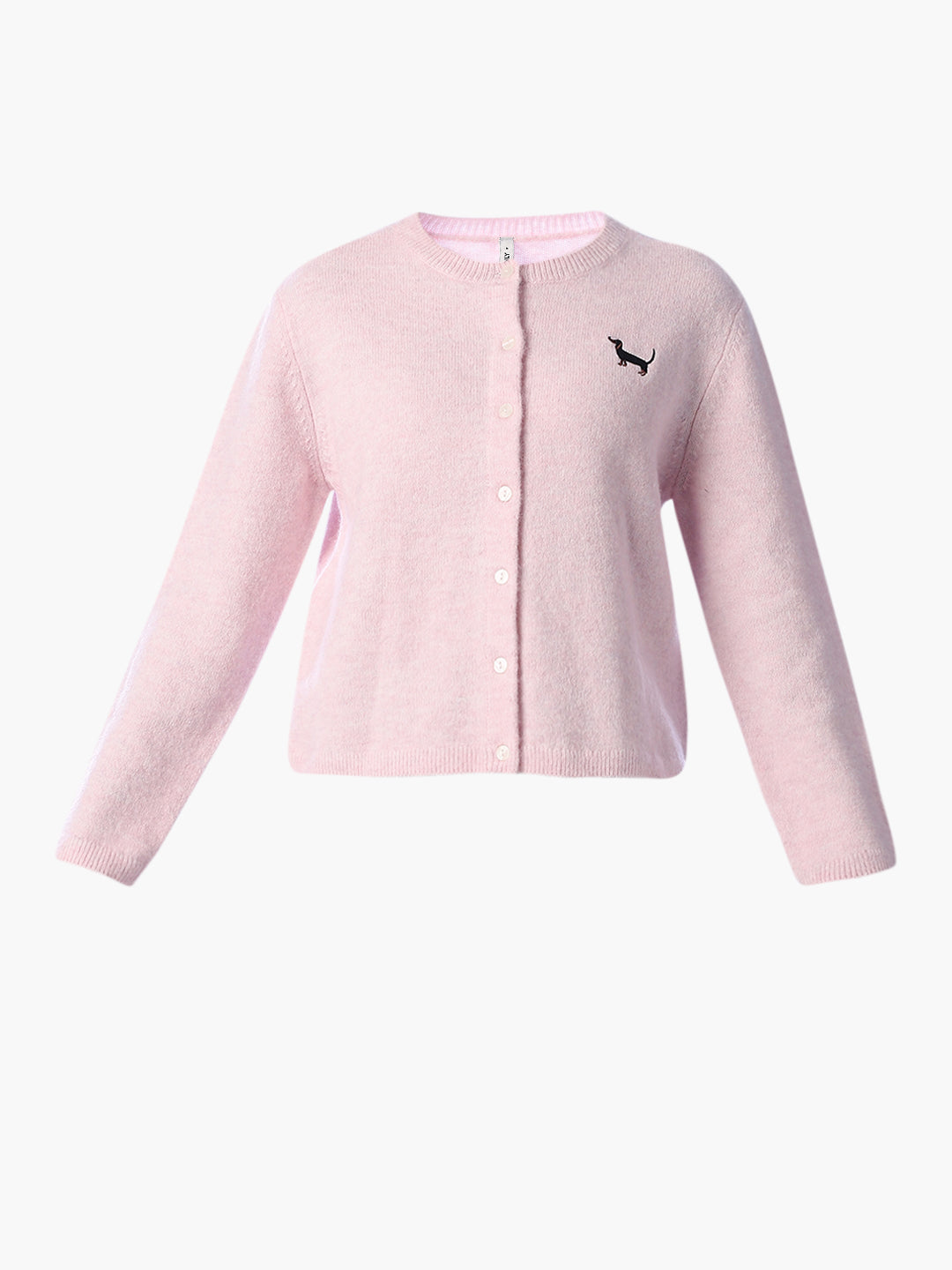 Pink O-Neck Cardigan