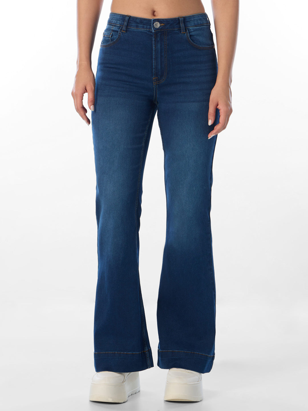Blue High Rise Flared Jeans