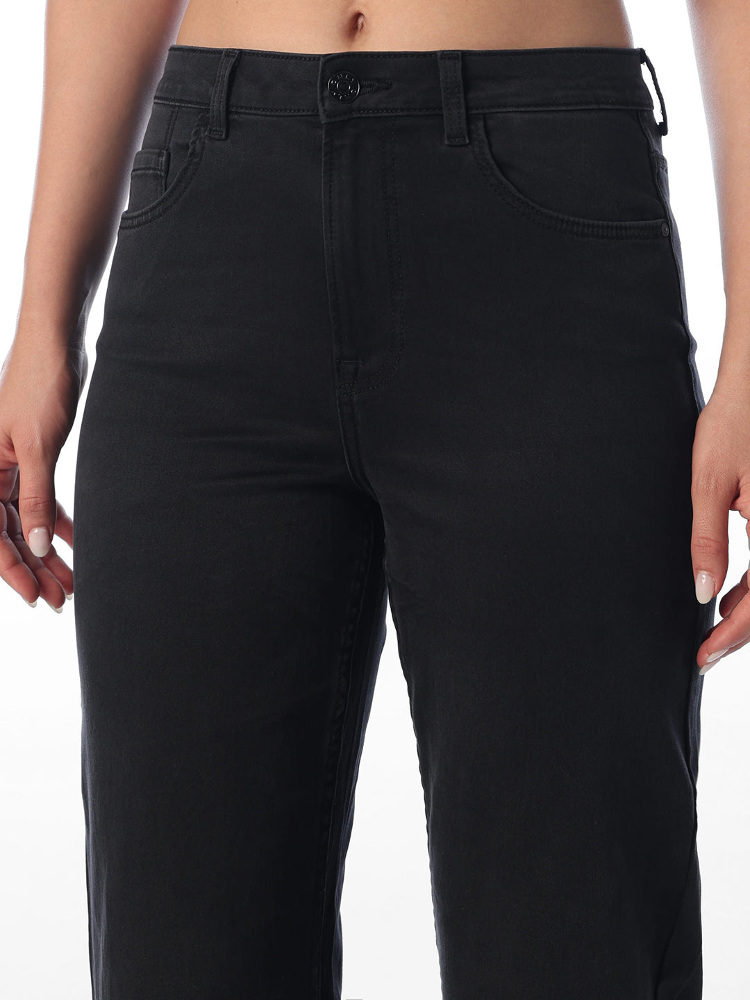 Black High Rise Flared Jeans