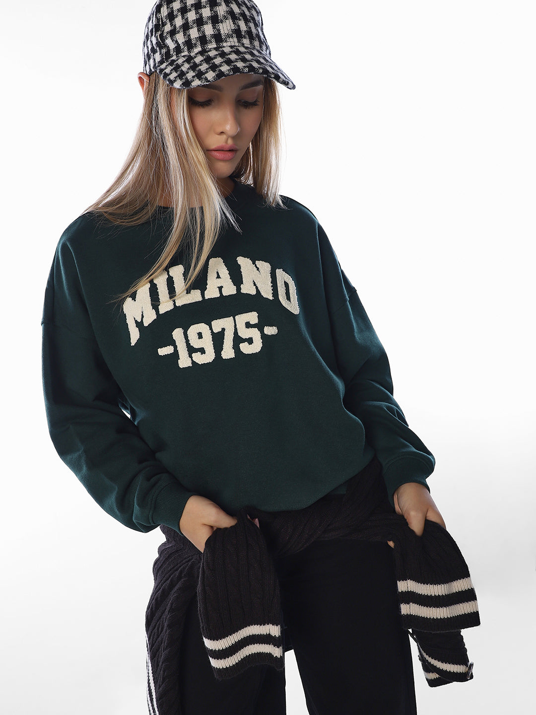 Dark Green Embroidered Sweatshirt