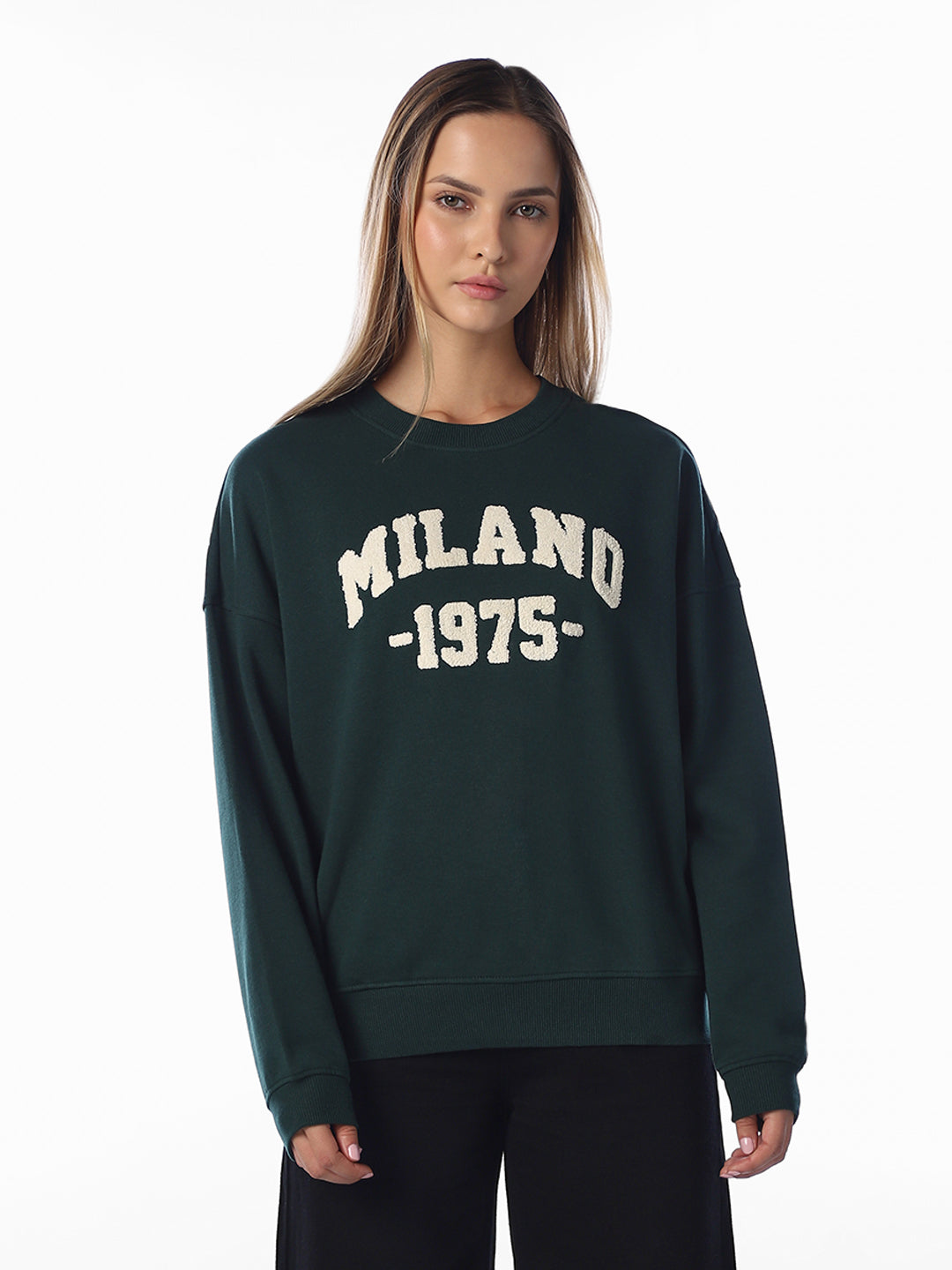Dark Green Embroidered Sweatshirt