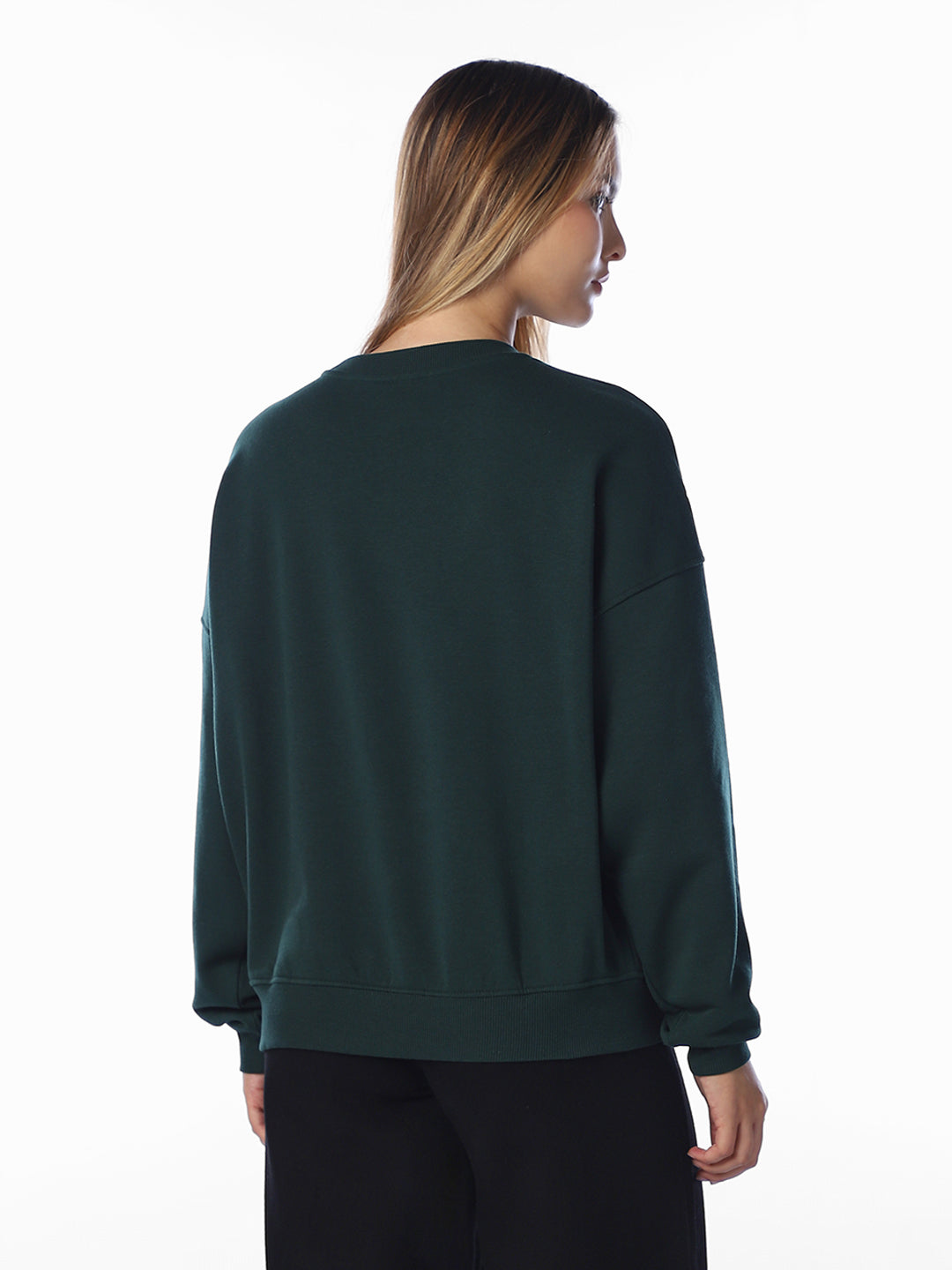 Dark Green Embroidered Sweatshirt