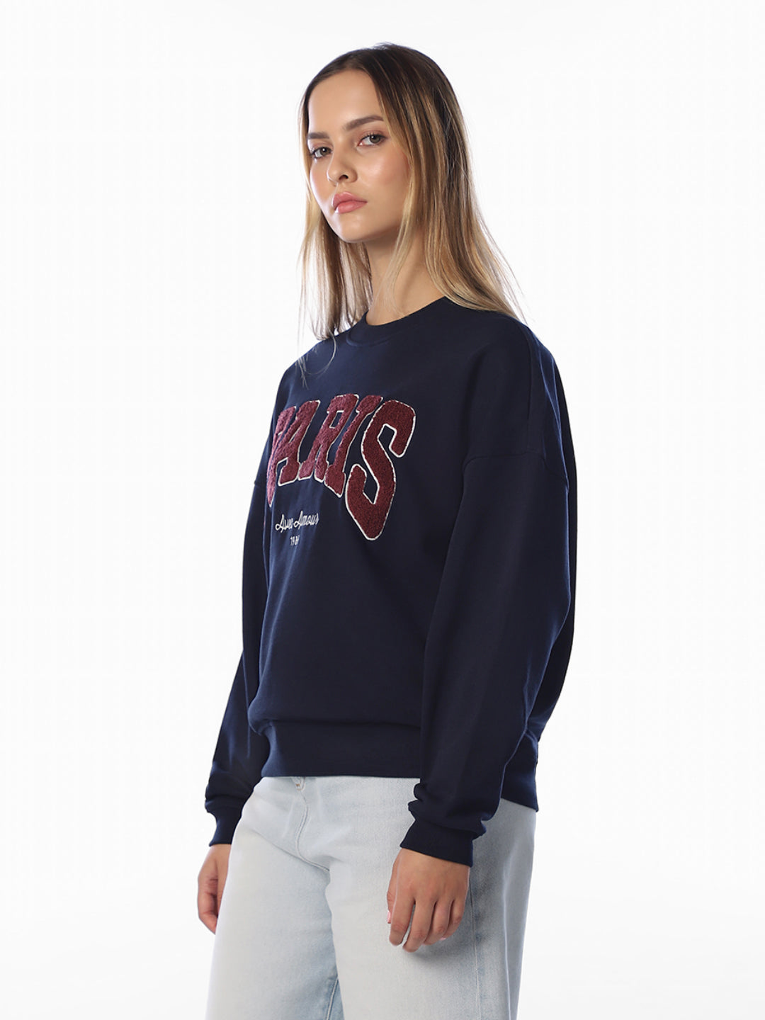 Dark Blue Embroidered Sweatshirt