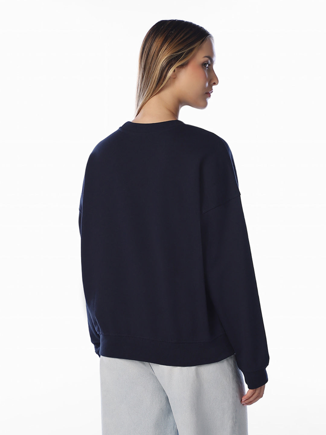 Dark Blue Embroidered Sweatshirt