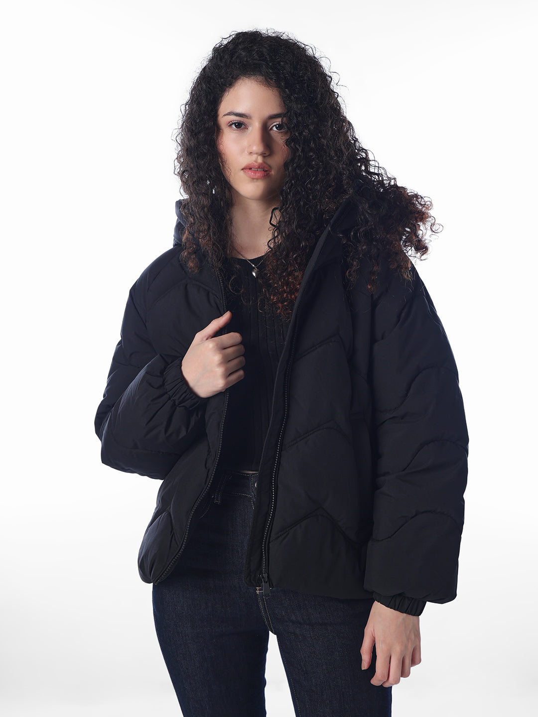 Black Hooded Puffer Jacket