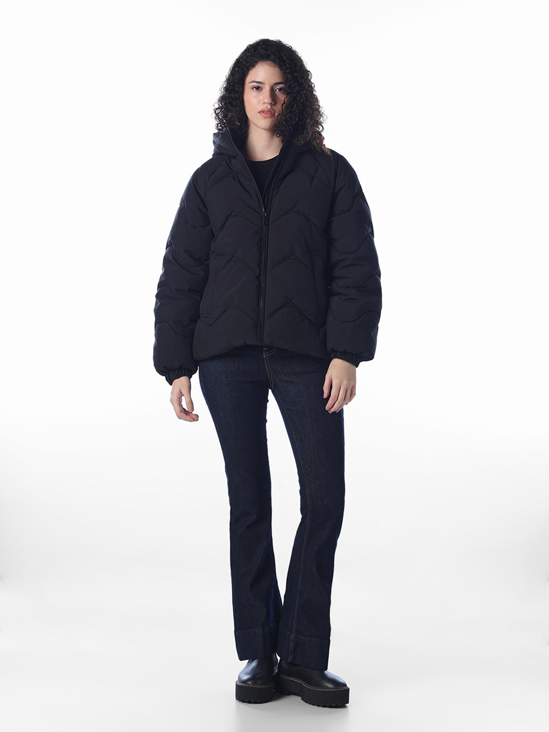 Black Hooded Puffer Jacket