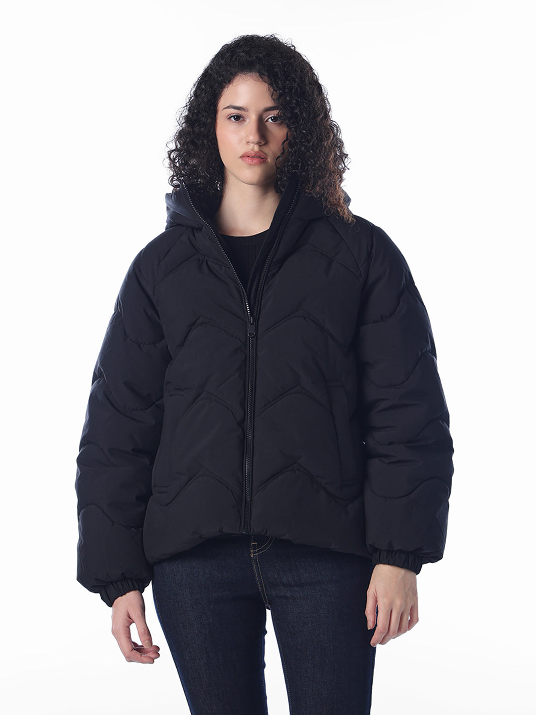 Black Hooded Puffer Jacket
