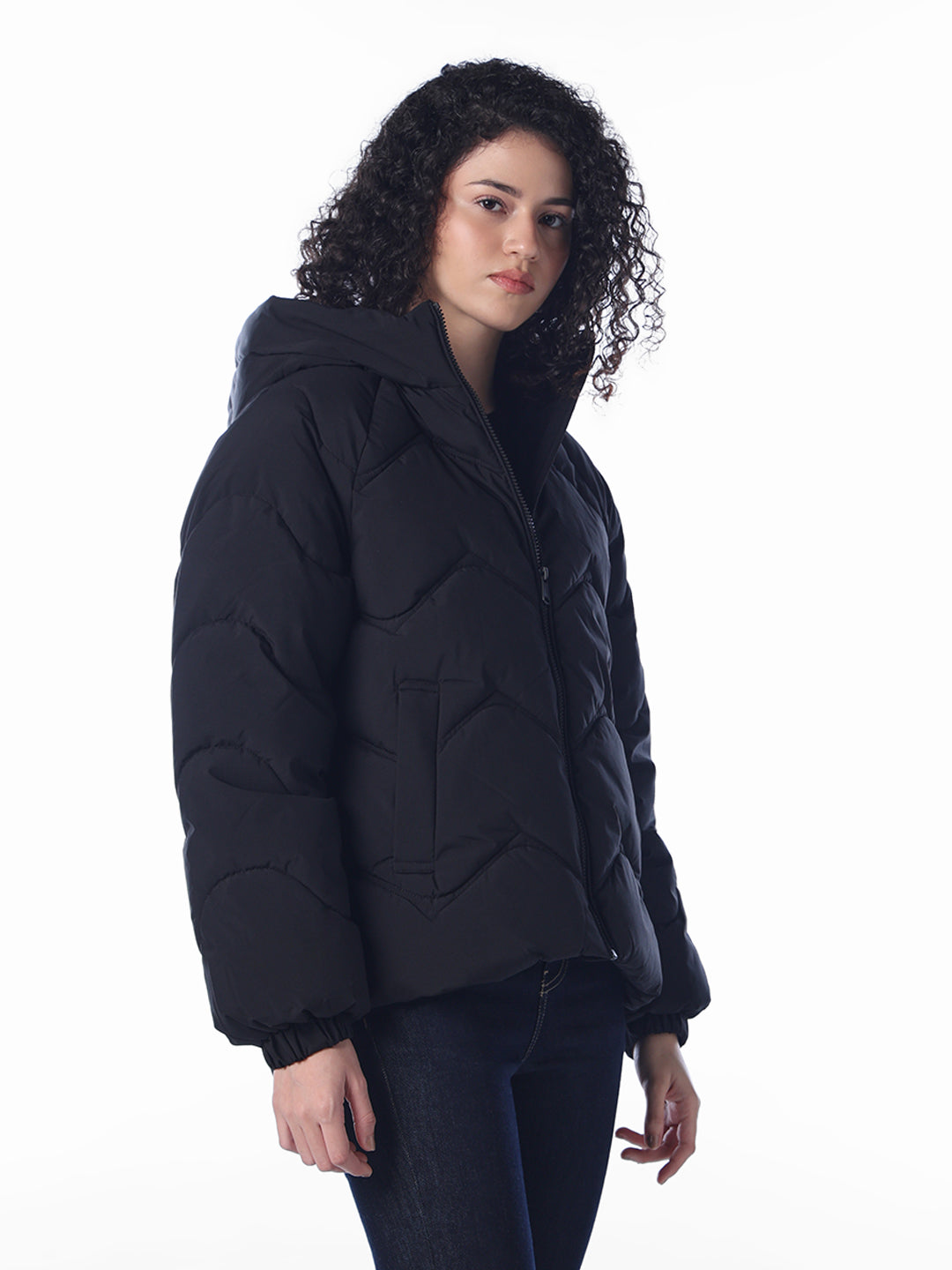 Black Hooded Puffer Jacket