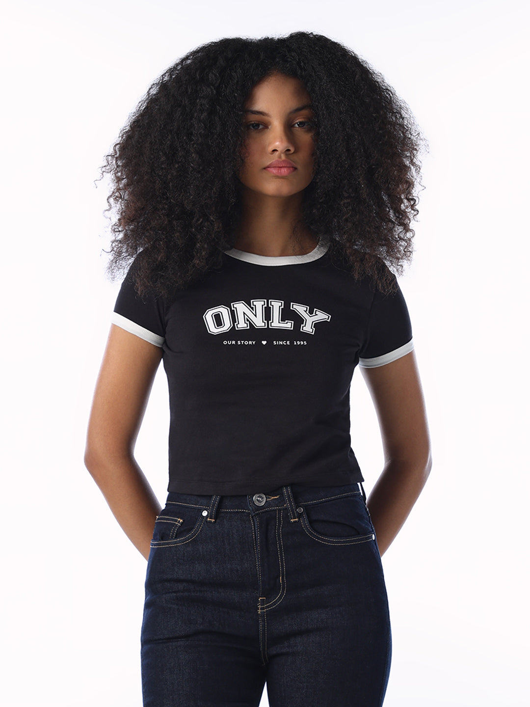 Logo Print Cropped T-shirt - Black