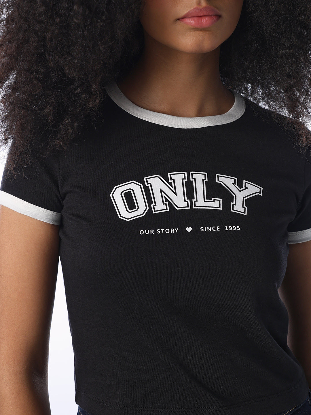 Logo Print Cropped T-shirt - Black