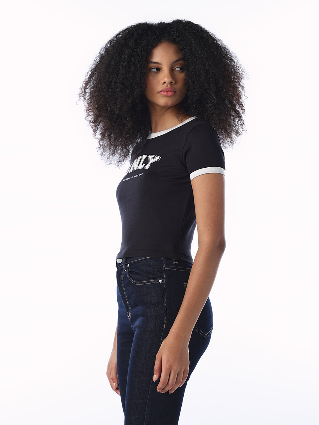 Logo Print Cropped T-shirt - Black