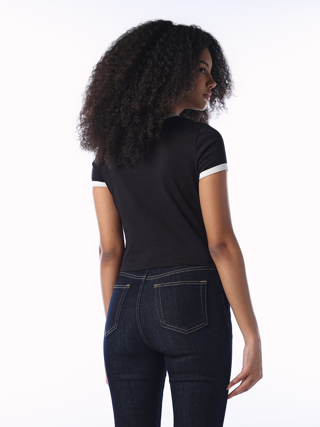 Logo Print Cropped T-shirt - Black