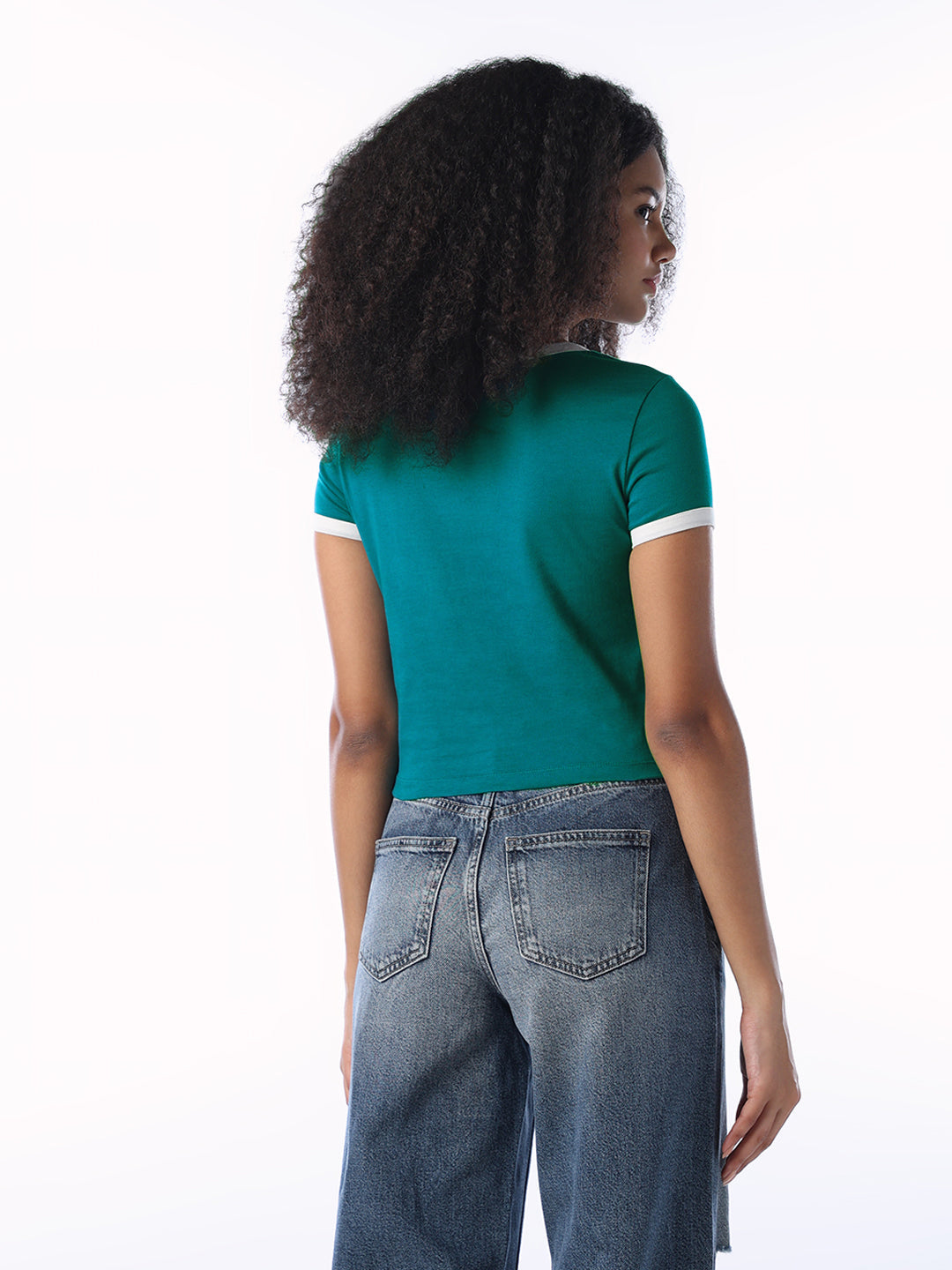 Logo Print Cropped T-shirt - Green