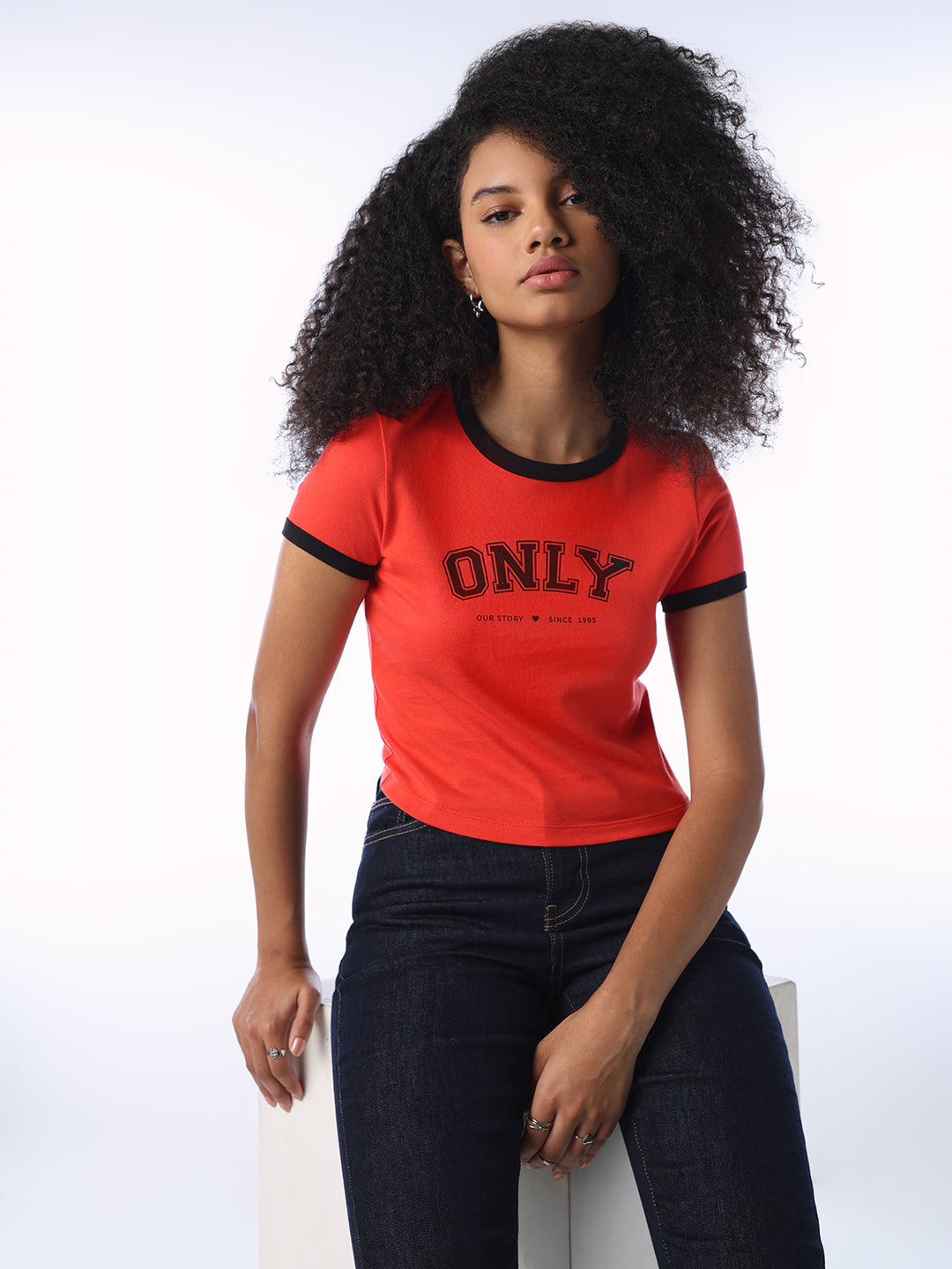 Logo Print Cropped T-shirt - Red
