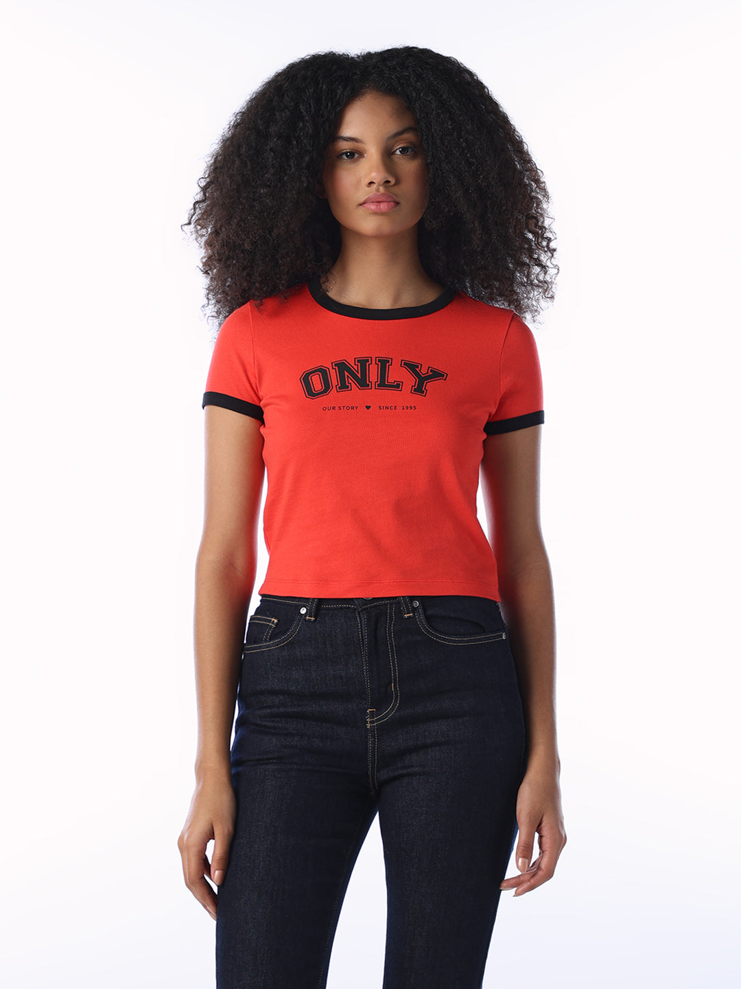 Logo Print Cropped T-shirt - Red