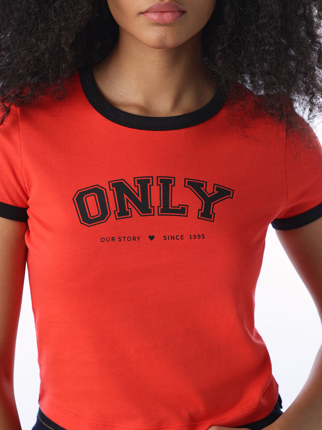 Logo Print Cropped T-shirt - Red