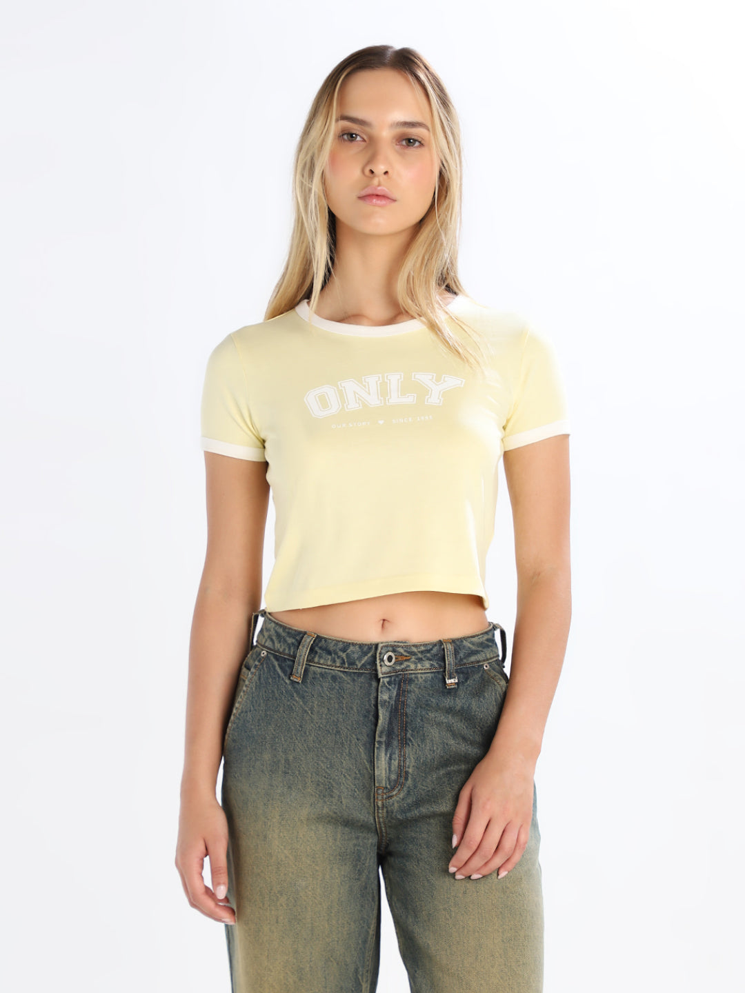 Yellow Printed Cotton T-shirt