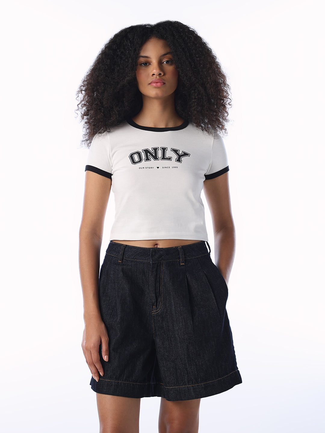 Logo Print Cropped T-shirt - White