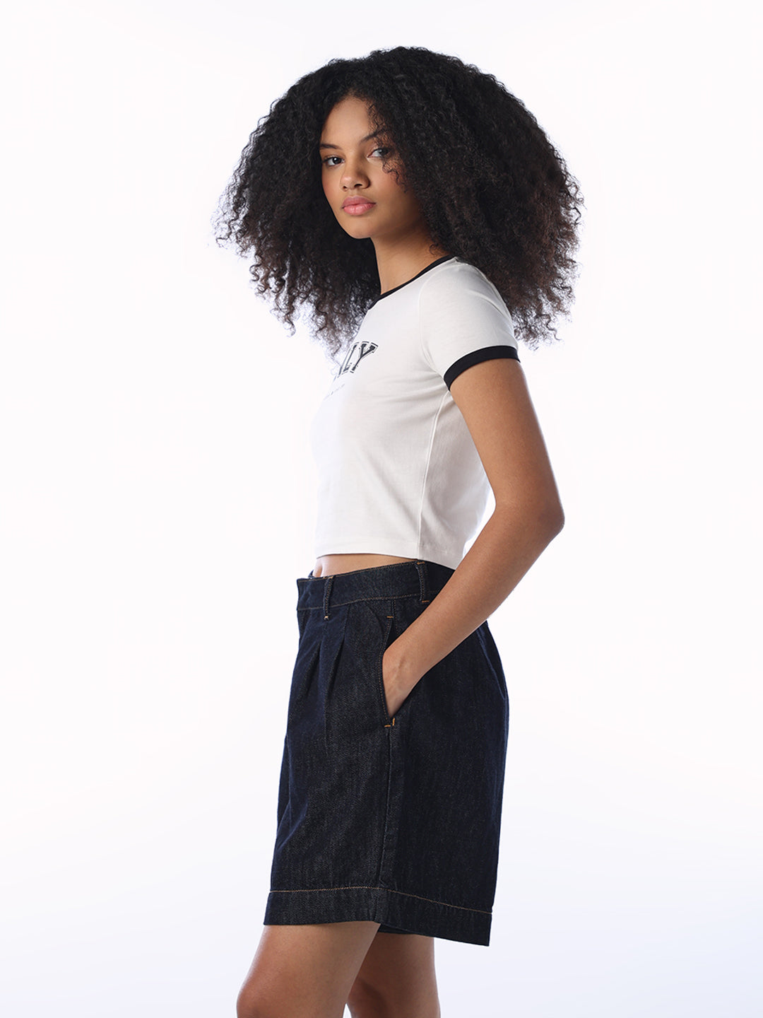 Logo Print Cropped T-shirt - White