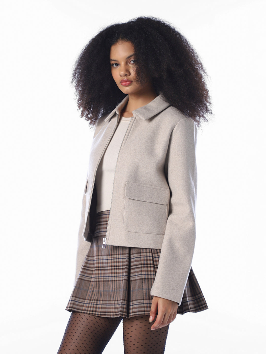 Beige Cropped Jacket