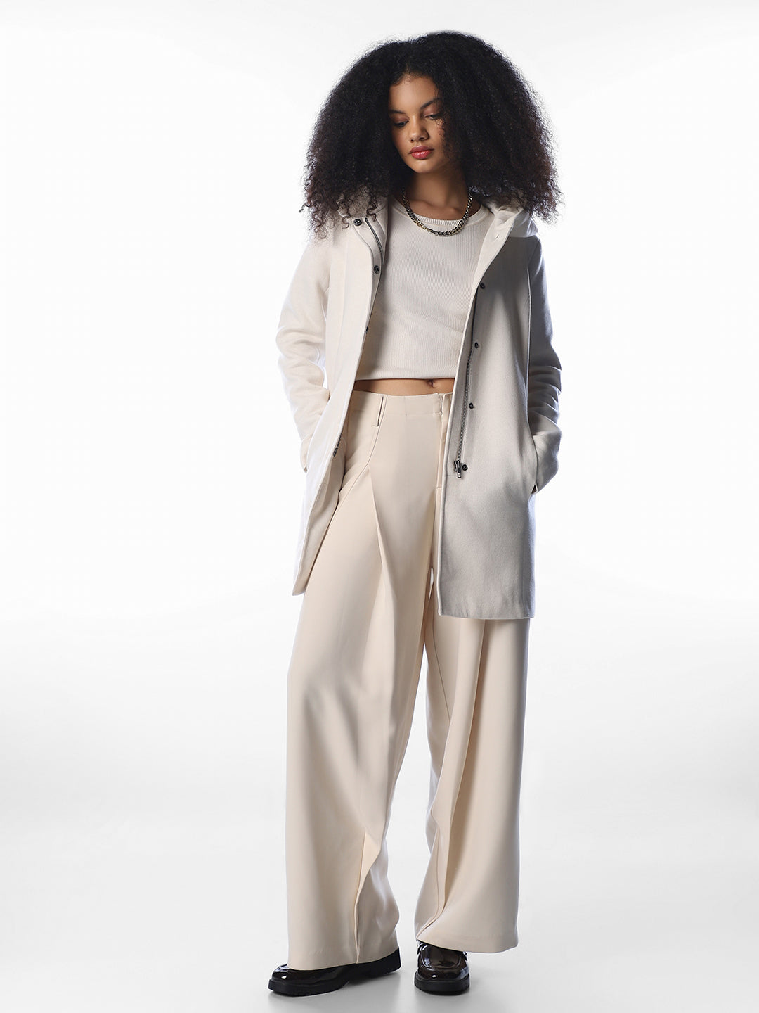 White Hooded Light Coat