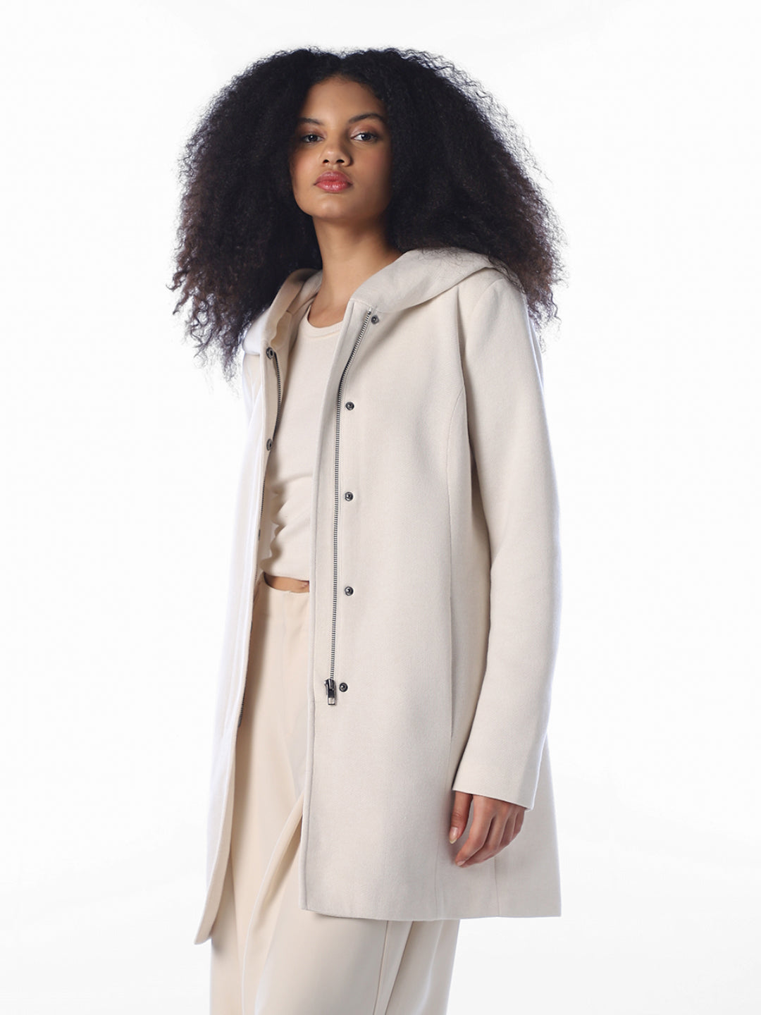 White Hooded Light Coat