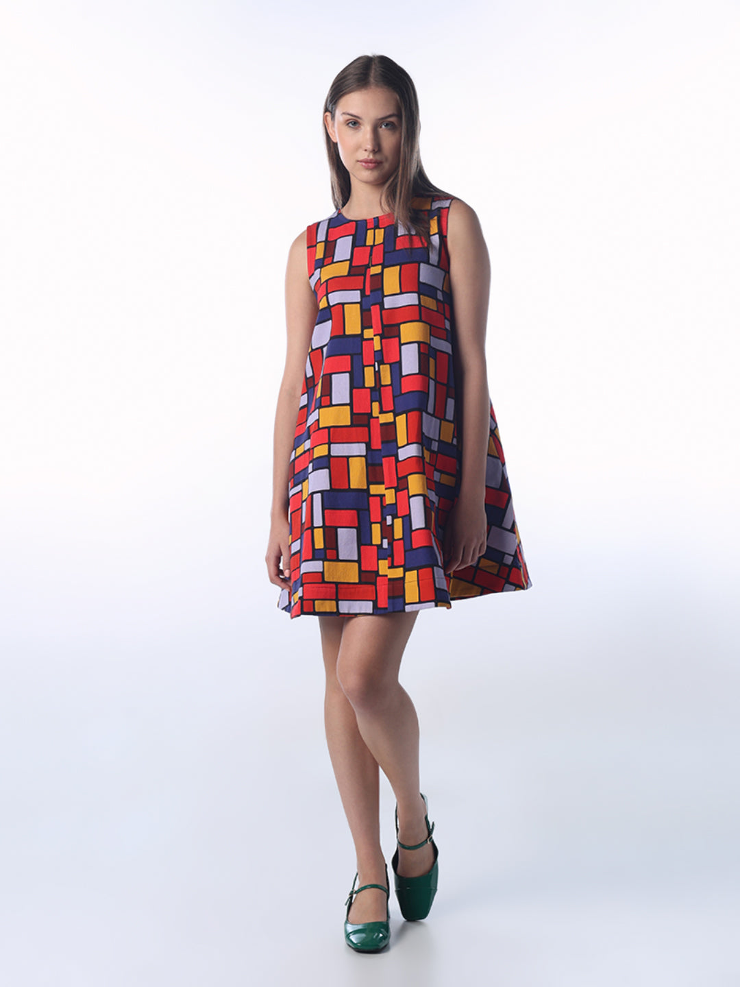 Sleeveless Geometric Print Mini Dress