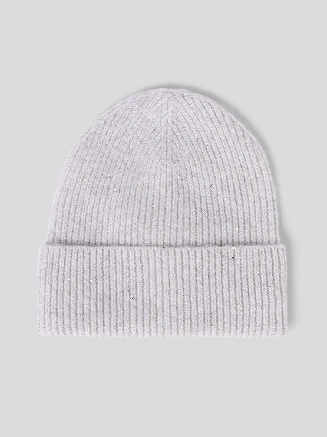 Off-White Ribbed Glitter Beanie