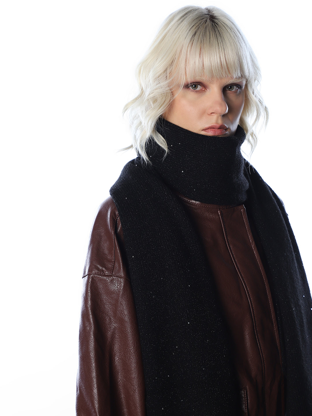 Black Glitter Knitted Scarf