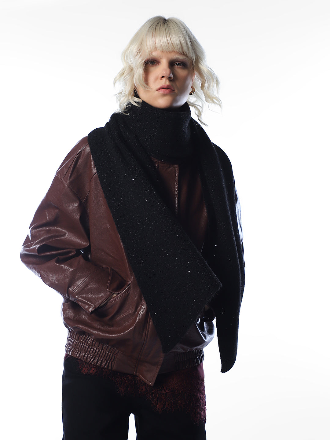 Black Glitter Knitted Scarf