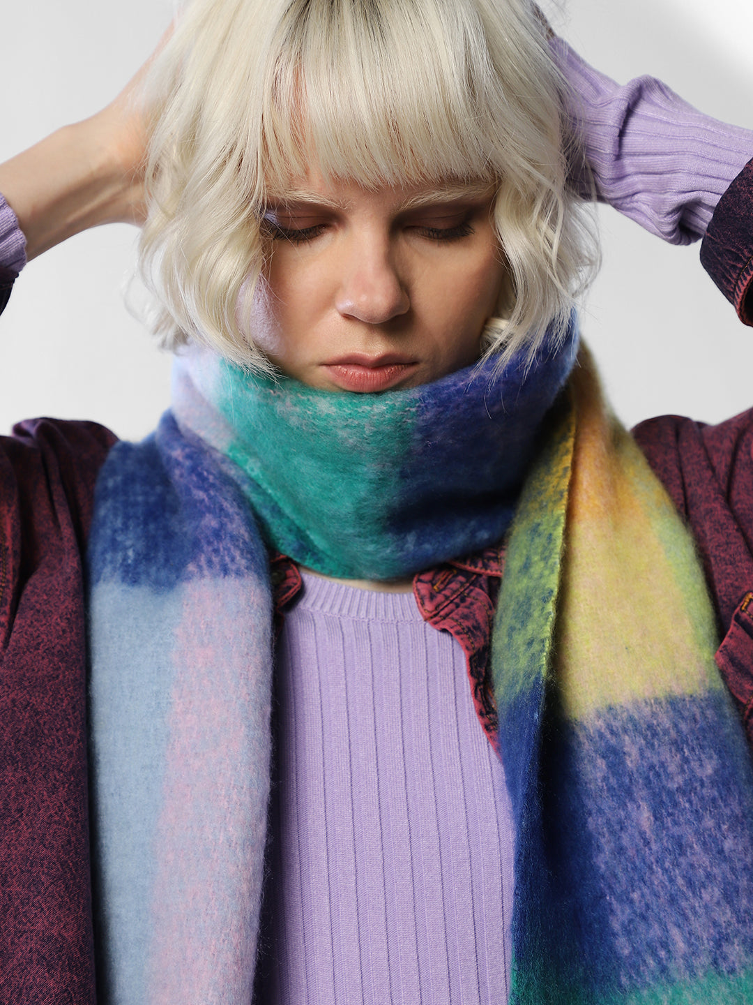 Blue Check Scarf