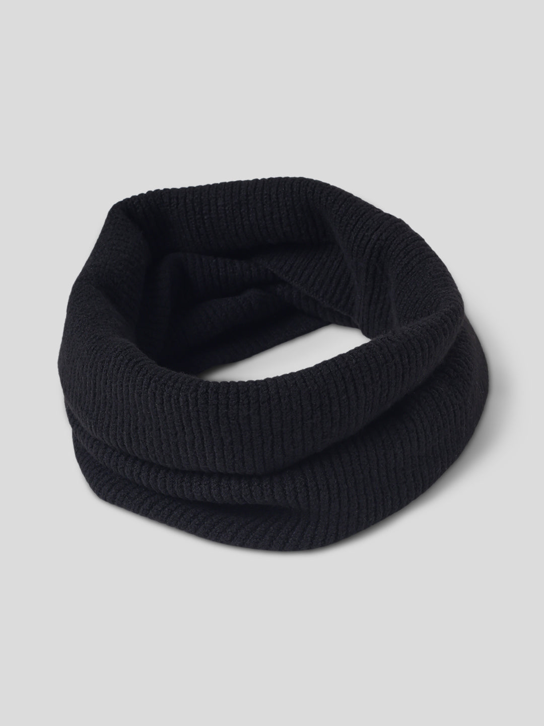 Black Ribbed Tube Scarf