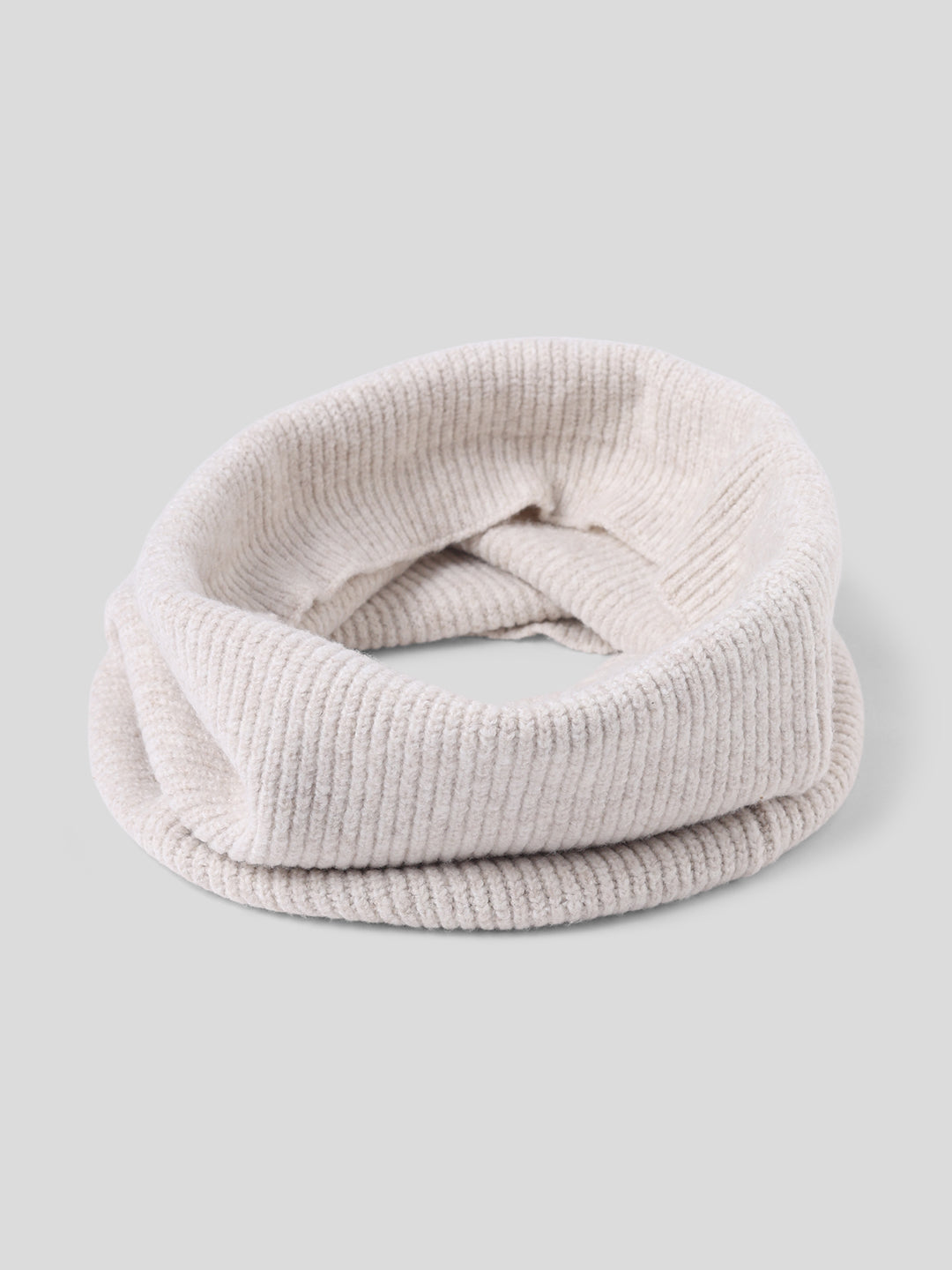 Beige Ribbed Tube Scarf
