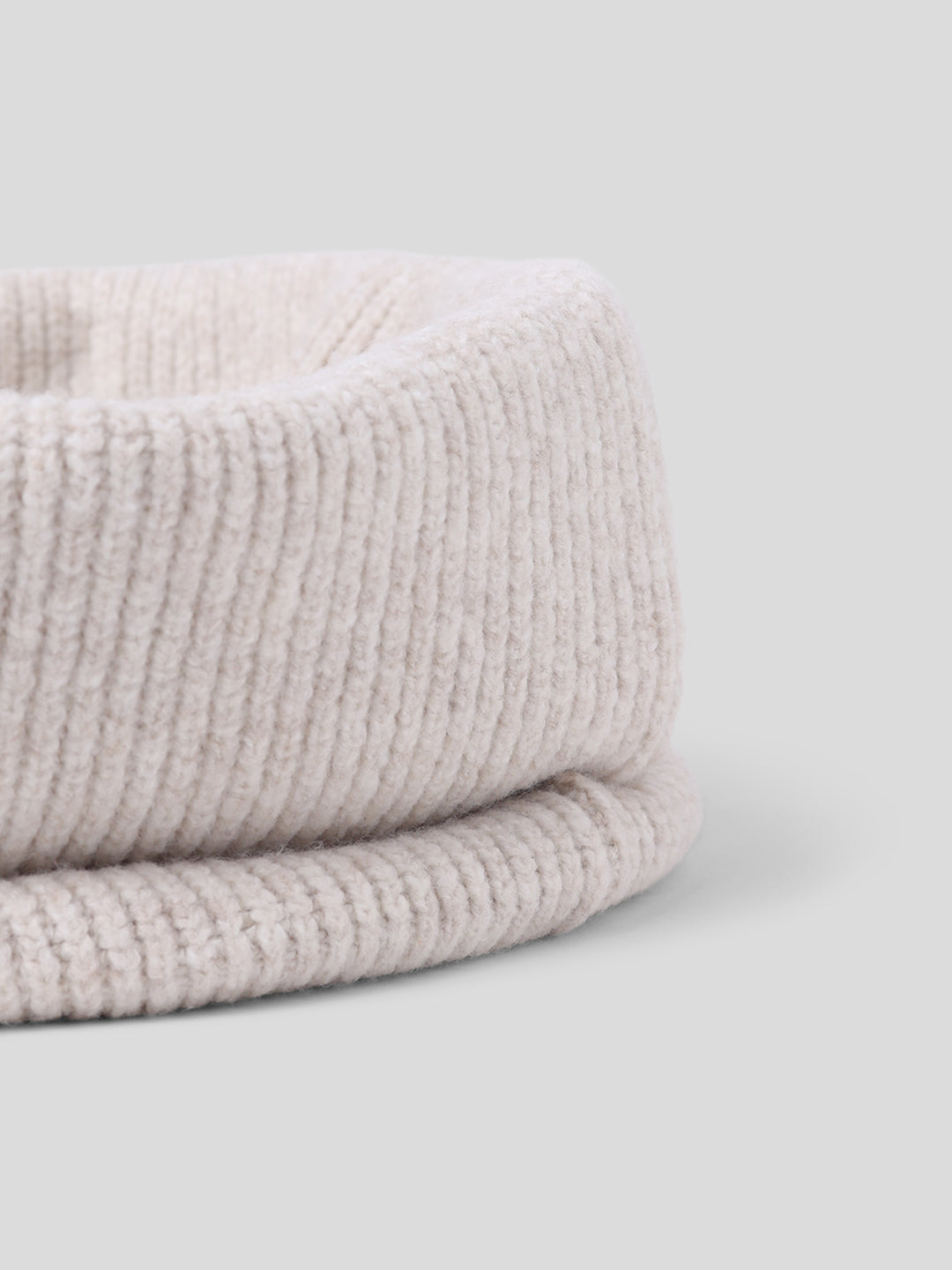 Beige Ribbed Tube Scarf