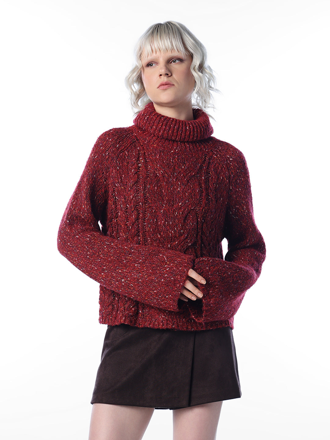 Cable-Knit Turtleneck Sweater