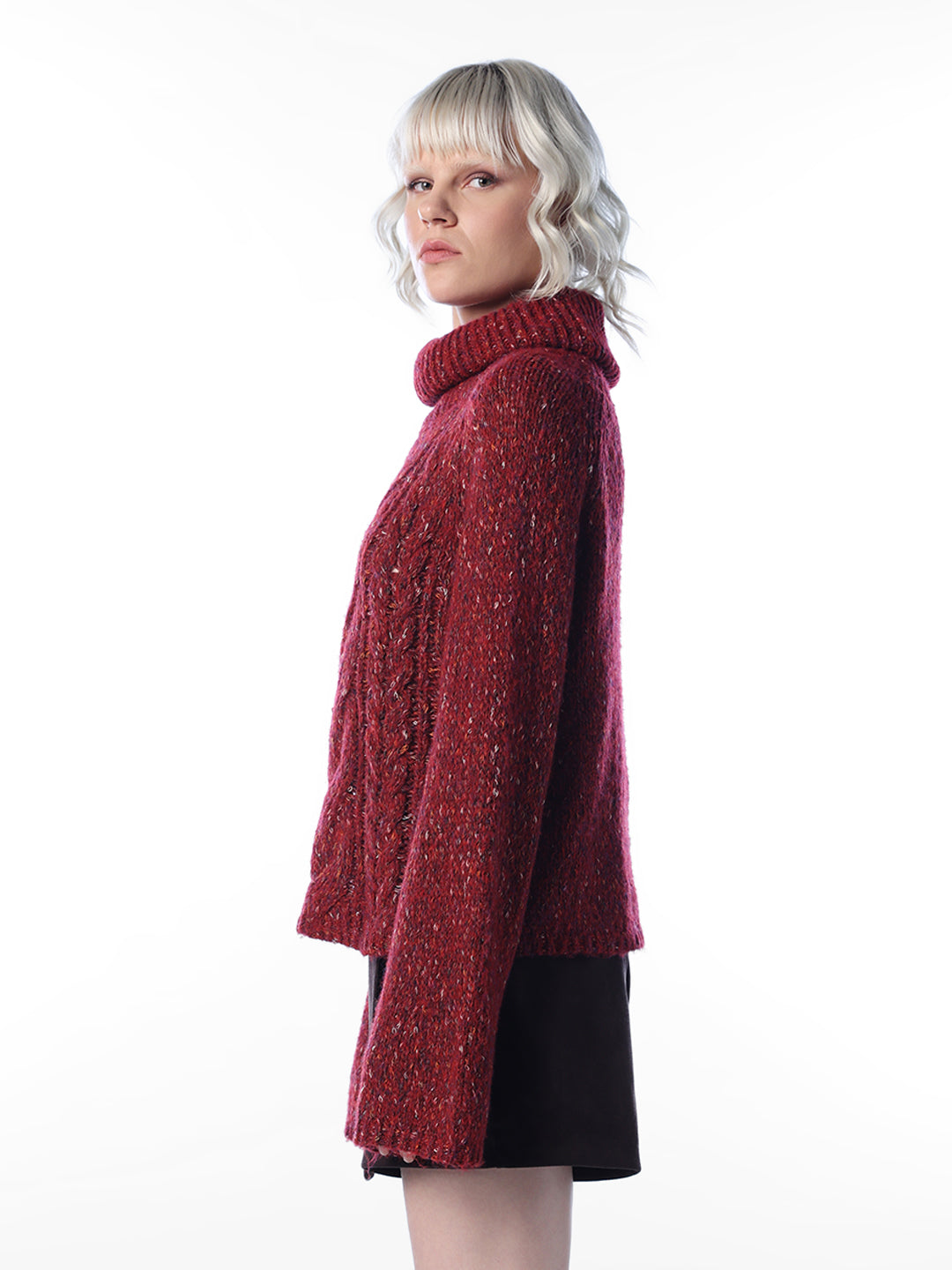 Cable-Knit Turtleneck Sweater