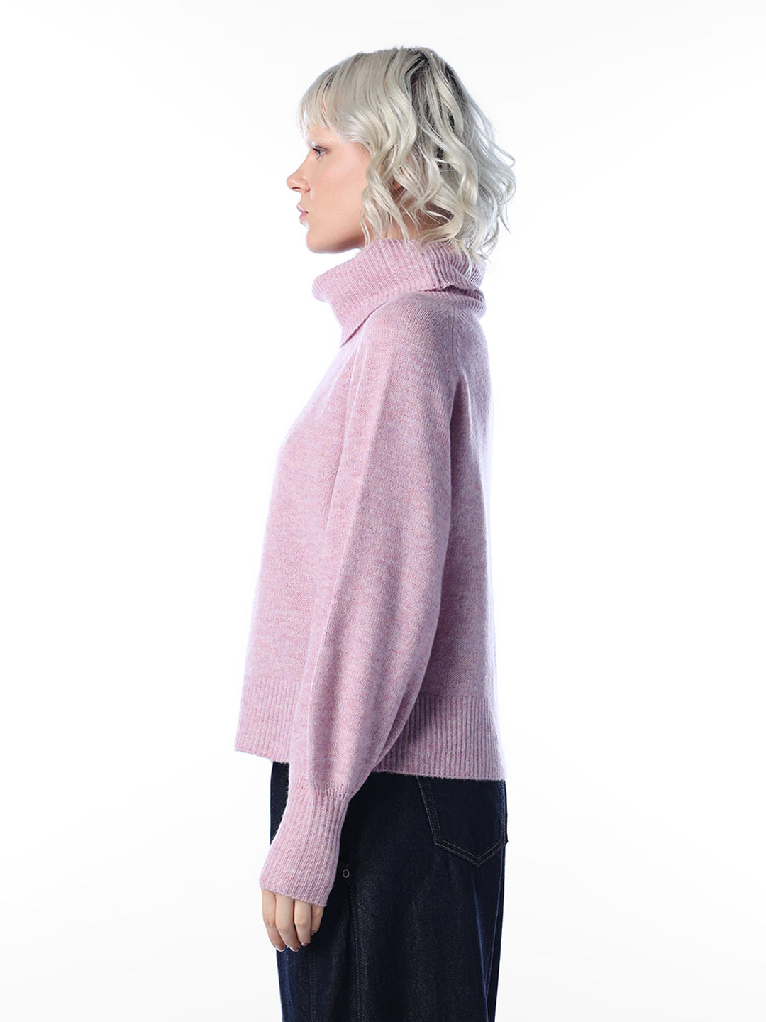 Pink Soft Knit Turtleneck Sweater