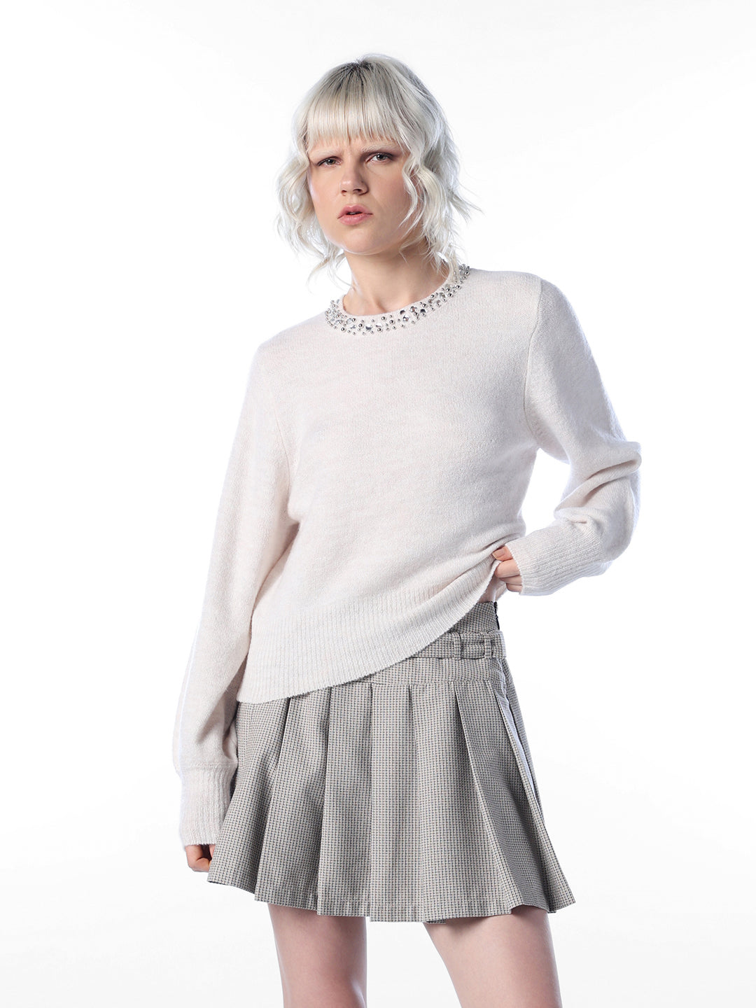 Embellished Crew-Neck Sweater