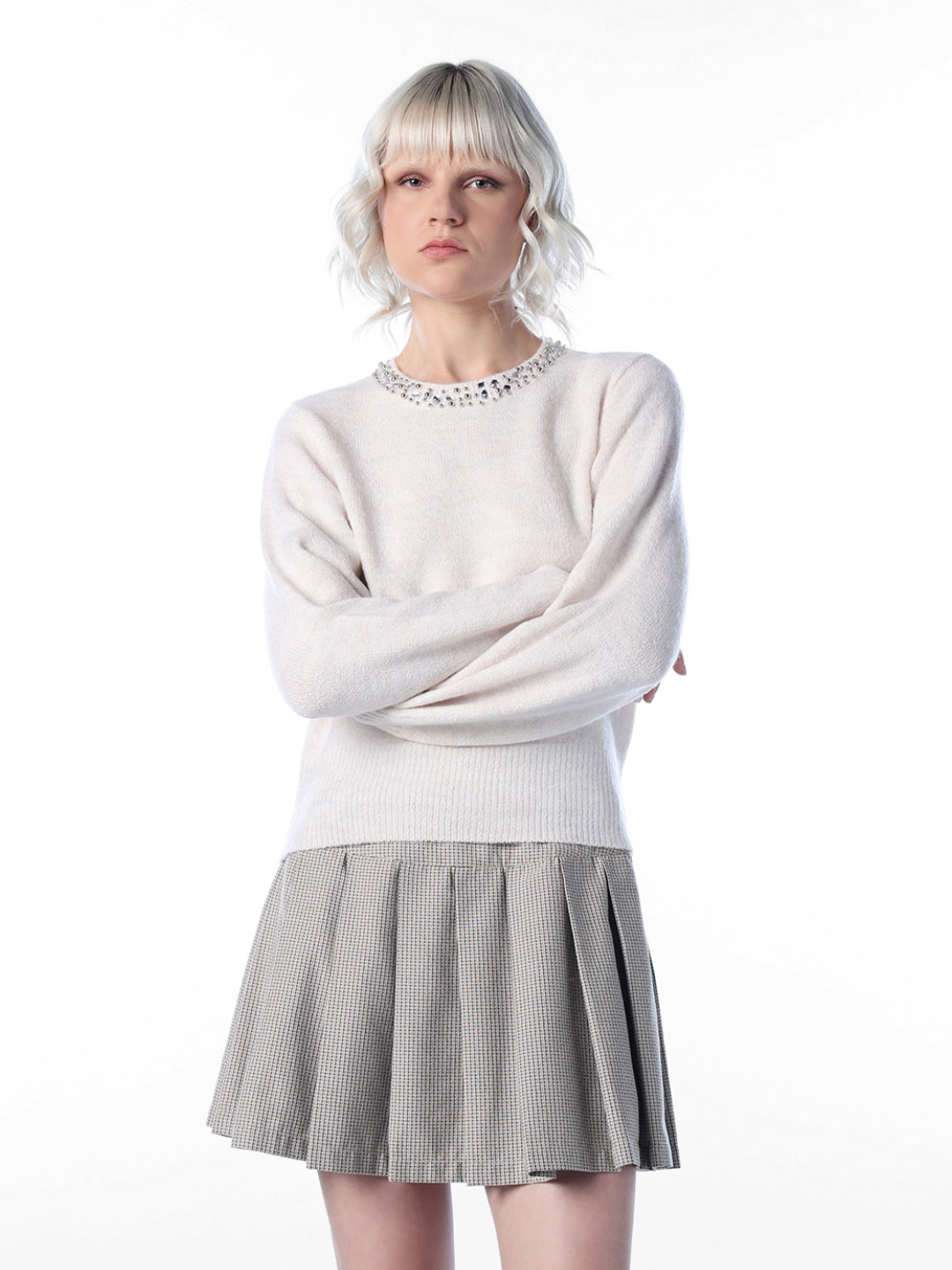 Embellished Crew-Neck Sweater