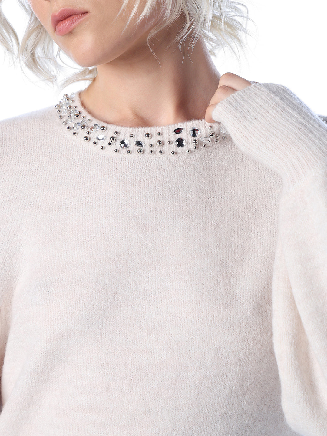 Embellished Crew-Neck Sweater