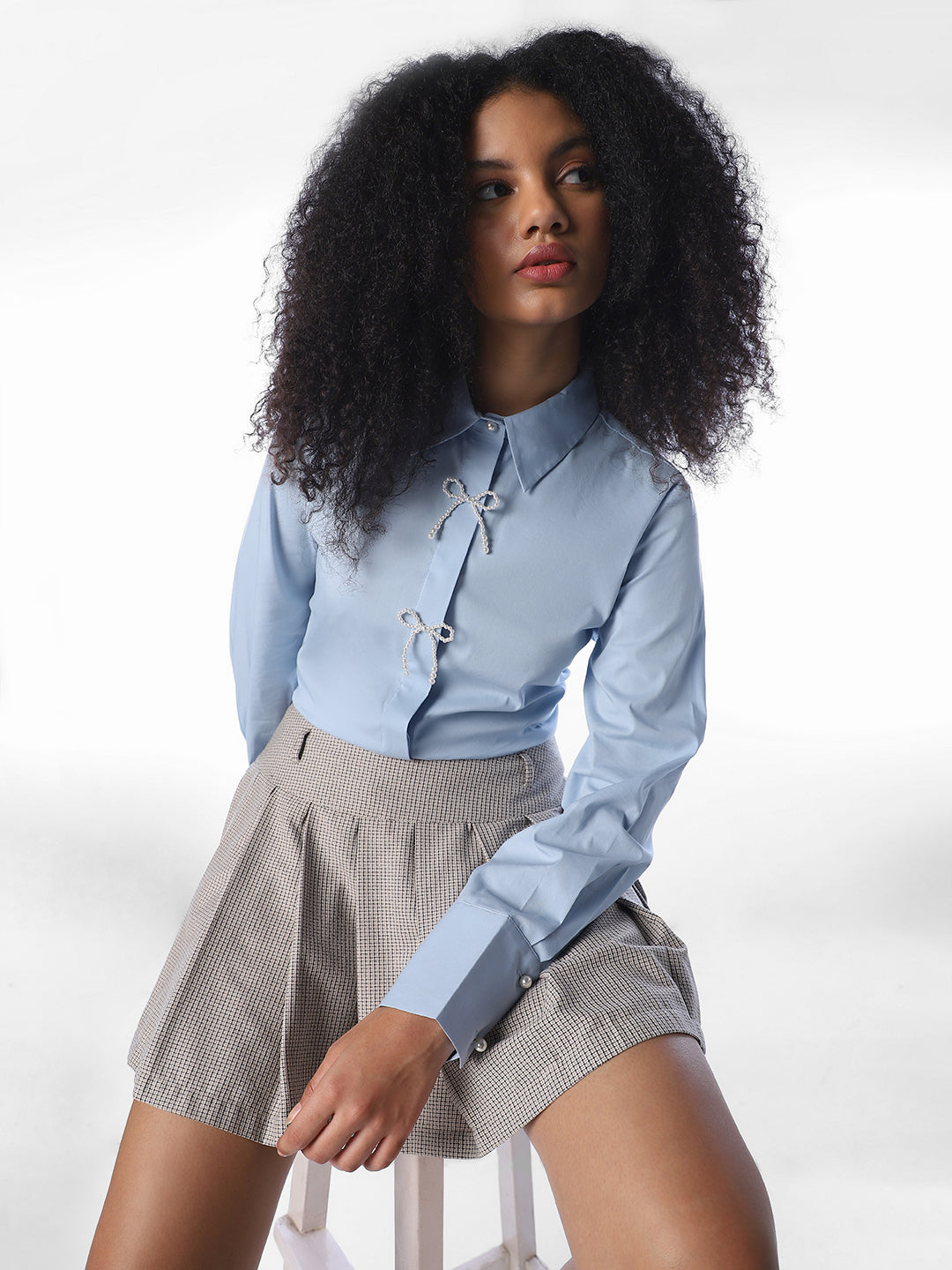Blue Embellished Shirt