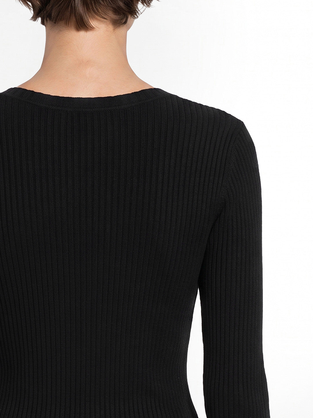 Black Buckle Detail O-Neck Pullover