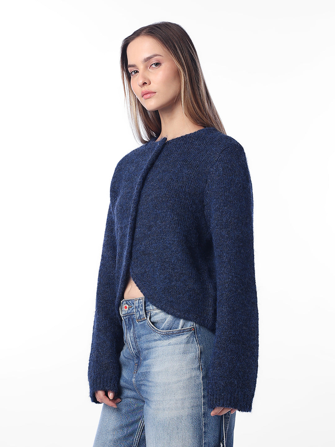 Navy Blue Buttoned Cardigan
