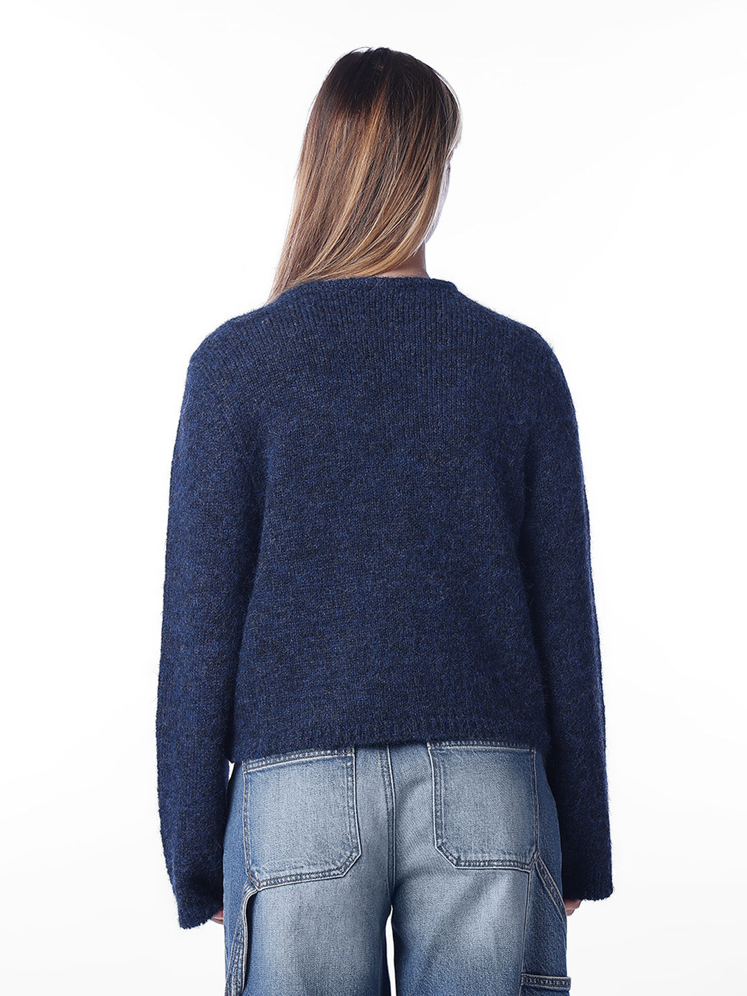 Navy Blue Buttoned Cardigan