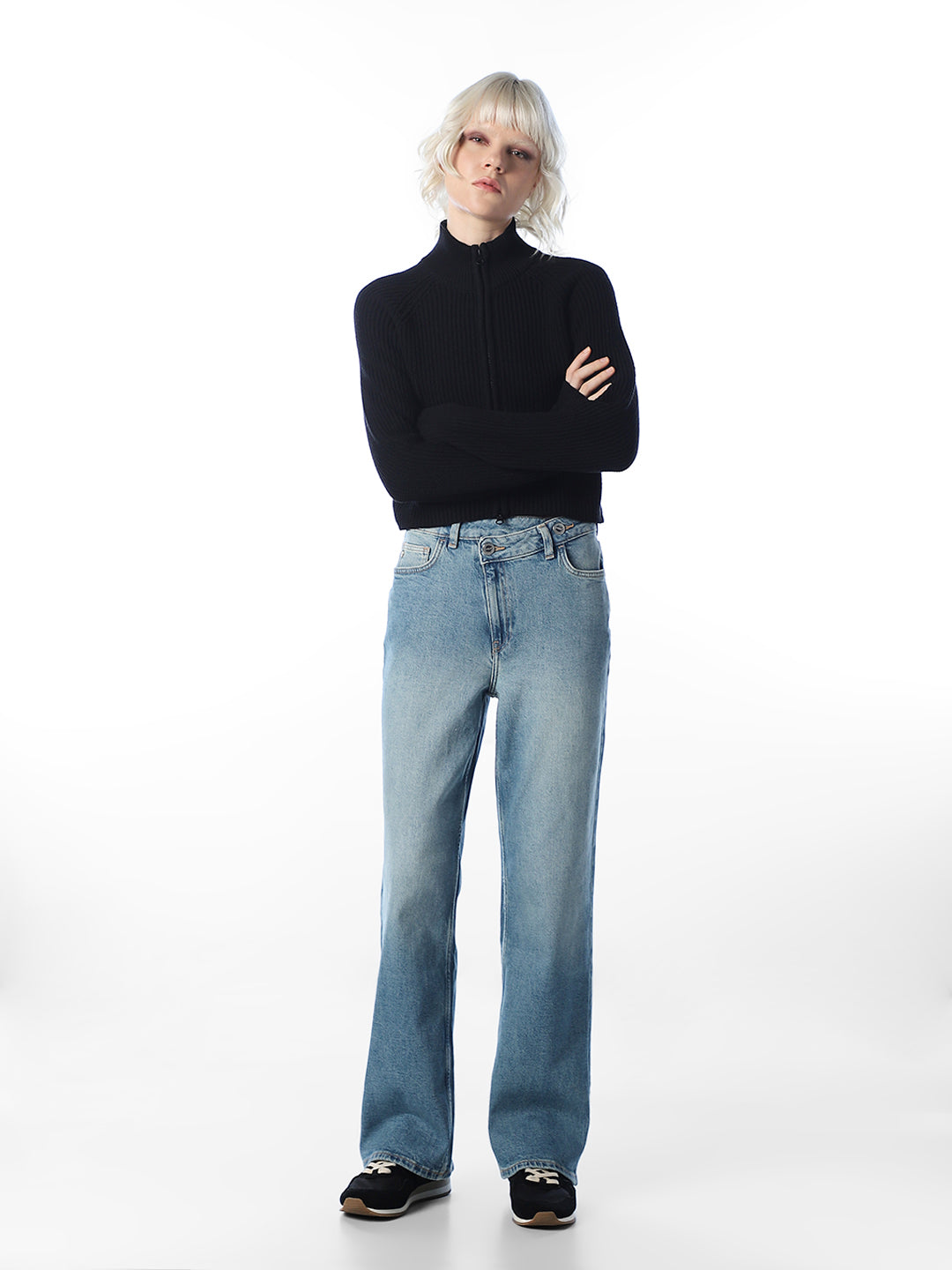 Black High Neck Cardigan